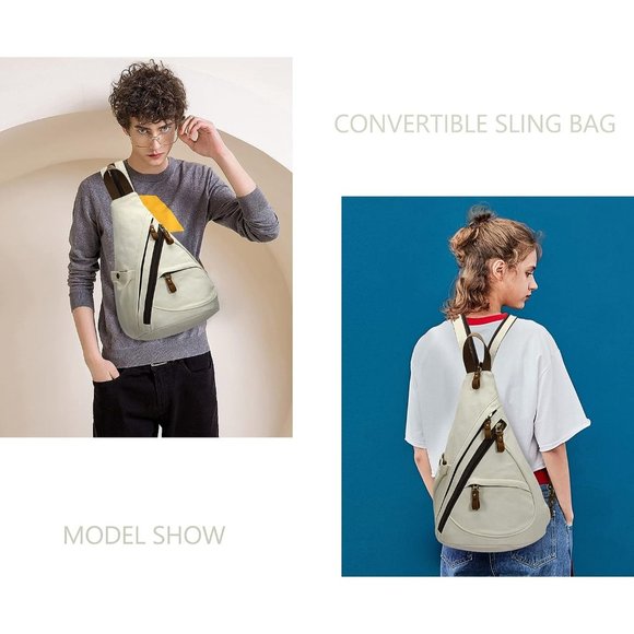 KL928 Women Canvas Sling Crossbody Casual Daypack Rucksack